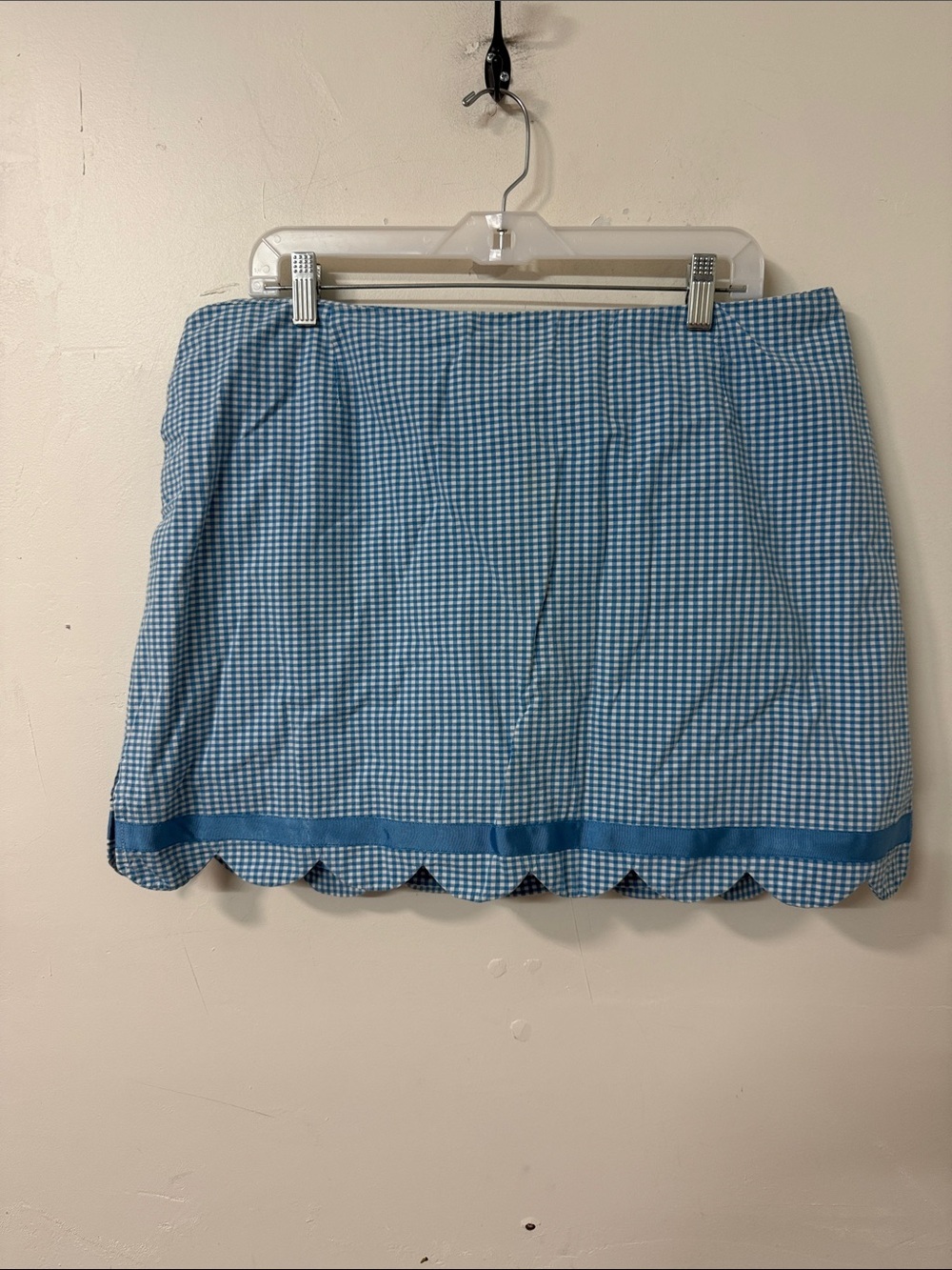 Mountain Lake Light Blue Gingham Scalloped Hem Skort